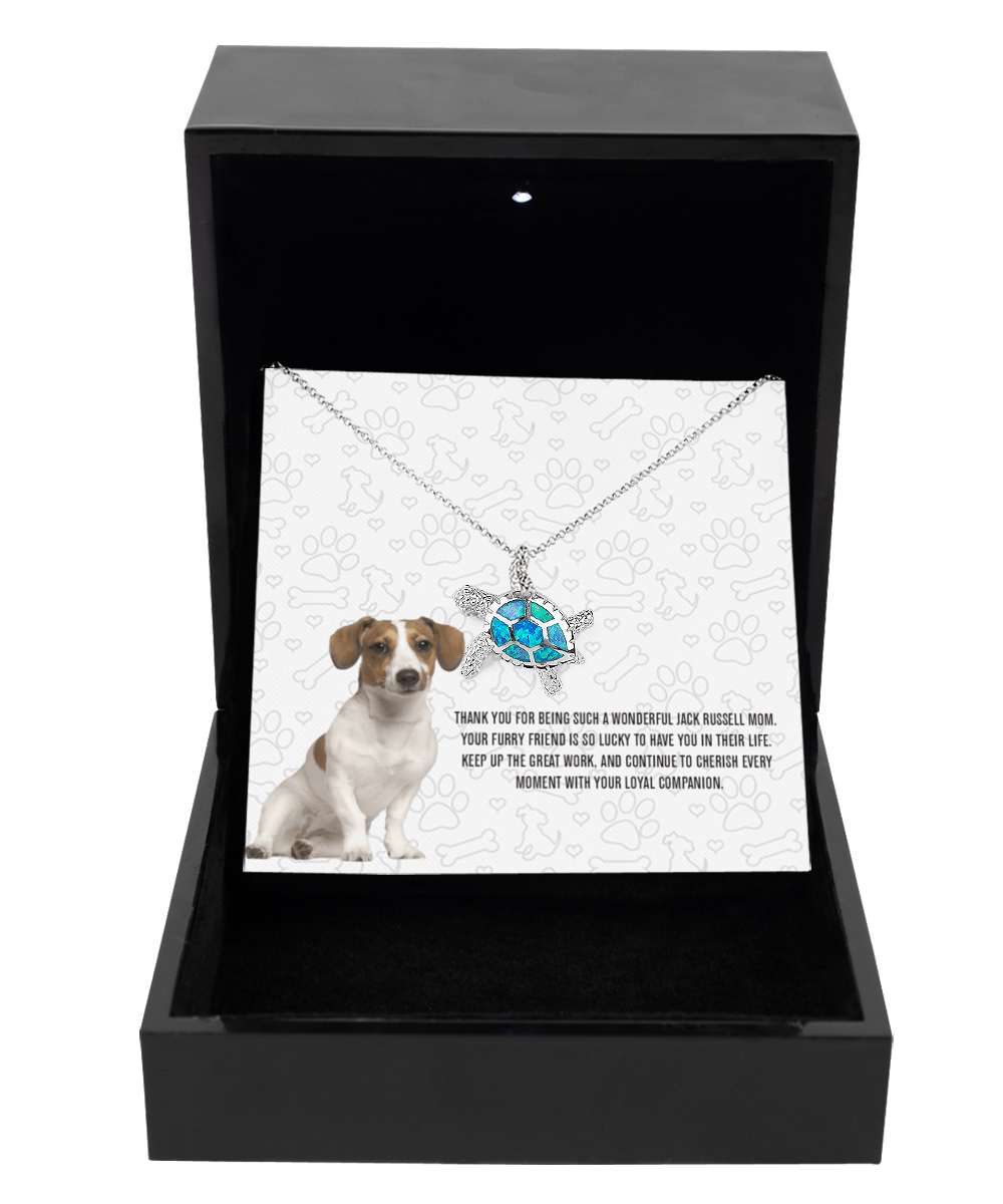 Jack Russell Mom Opal Turtle Necklace - Dog Mom Gifts For Women Birthday Christmas Mother's Day Gift Necklace For Jack Russell Dog Lover