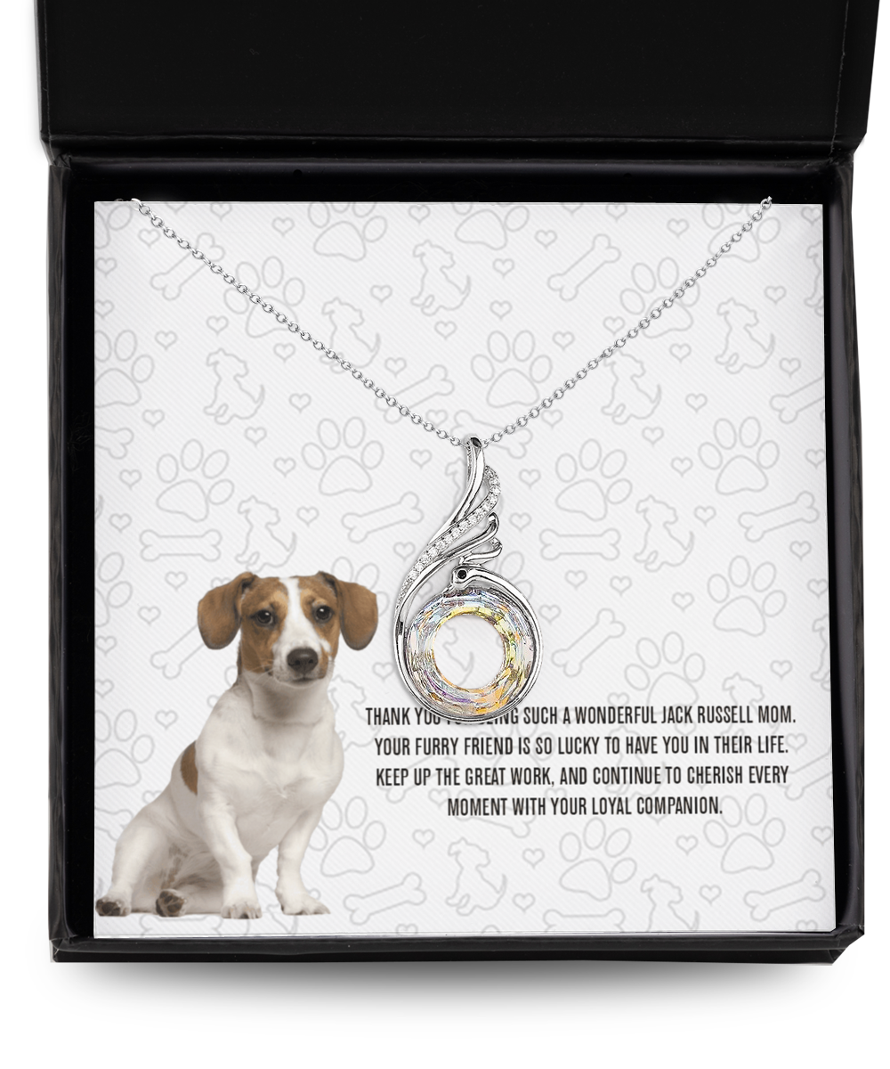 Jack Russell Mom Rising Phoenix Necklace - Dog Mom Gifts For Women Birthday Christmas Mother's Day Gift Necklace For Jack Russell Dog Lover