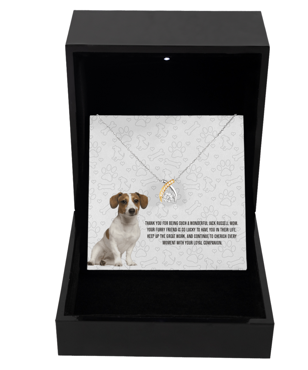 Jack Russell Mom Wishbone Dancing Necklace - Dog Mom Gifts For Women Birthday Christmas Mother's Day Gift Necklace For Jack Russell Dog Lover