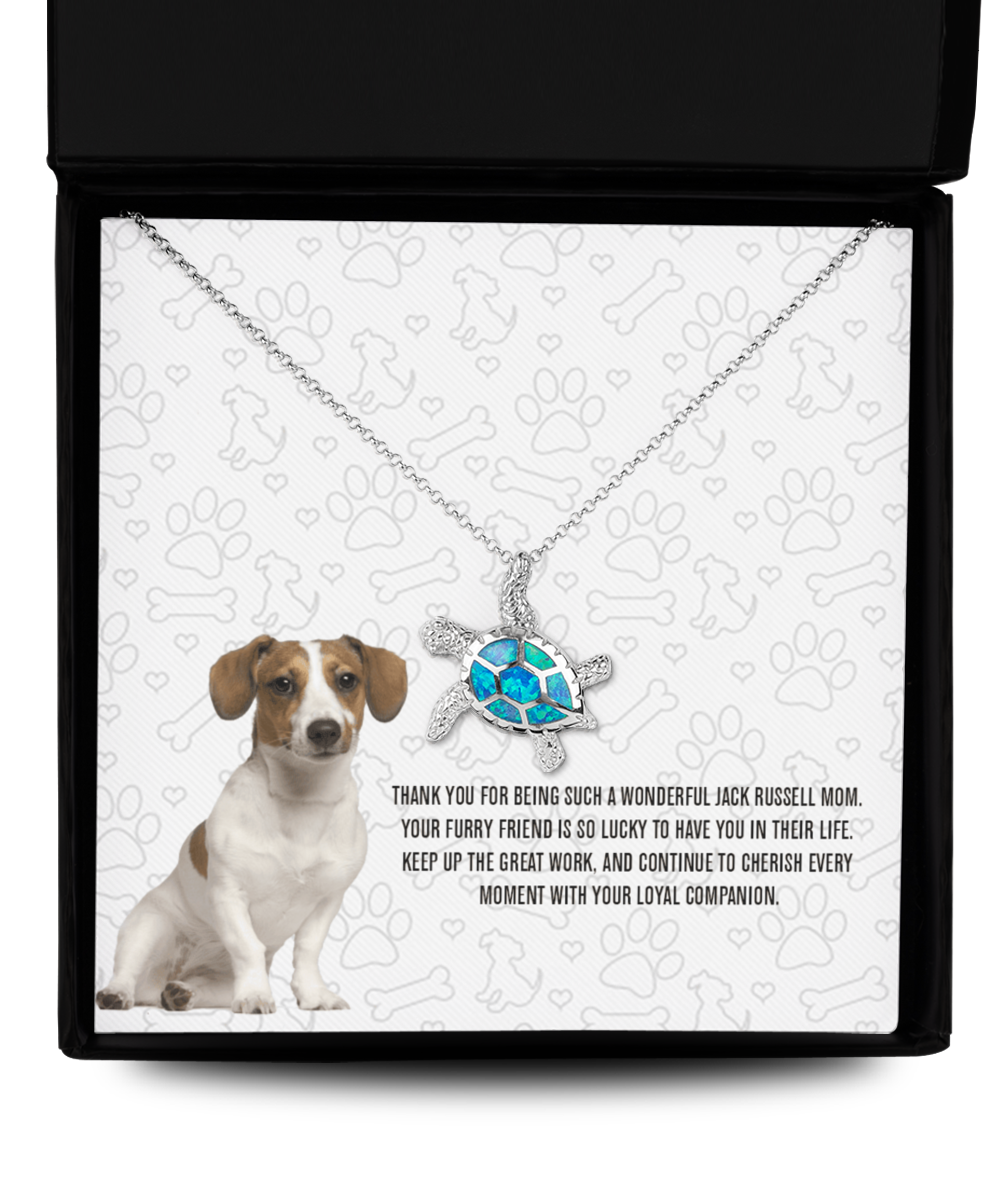 Jack Russell Mom Opal Turtle Necklace - Dog Mom Gifts For Women Birthday Christmas Mother's Day Gift Necklace For Jack Russell Dog Lover