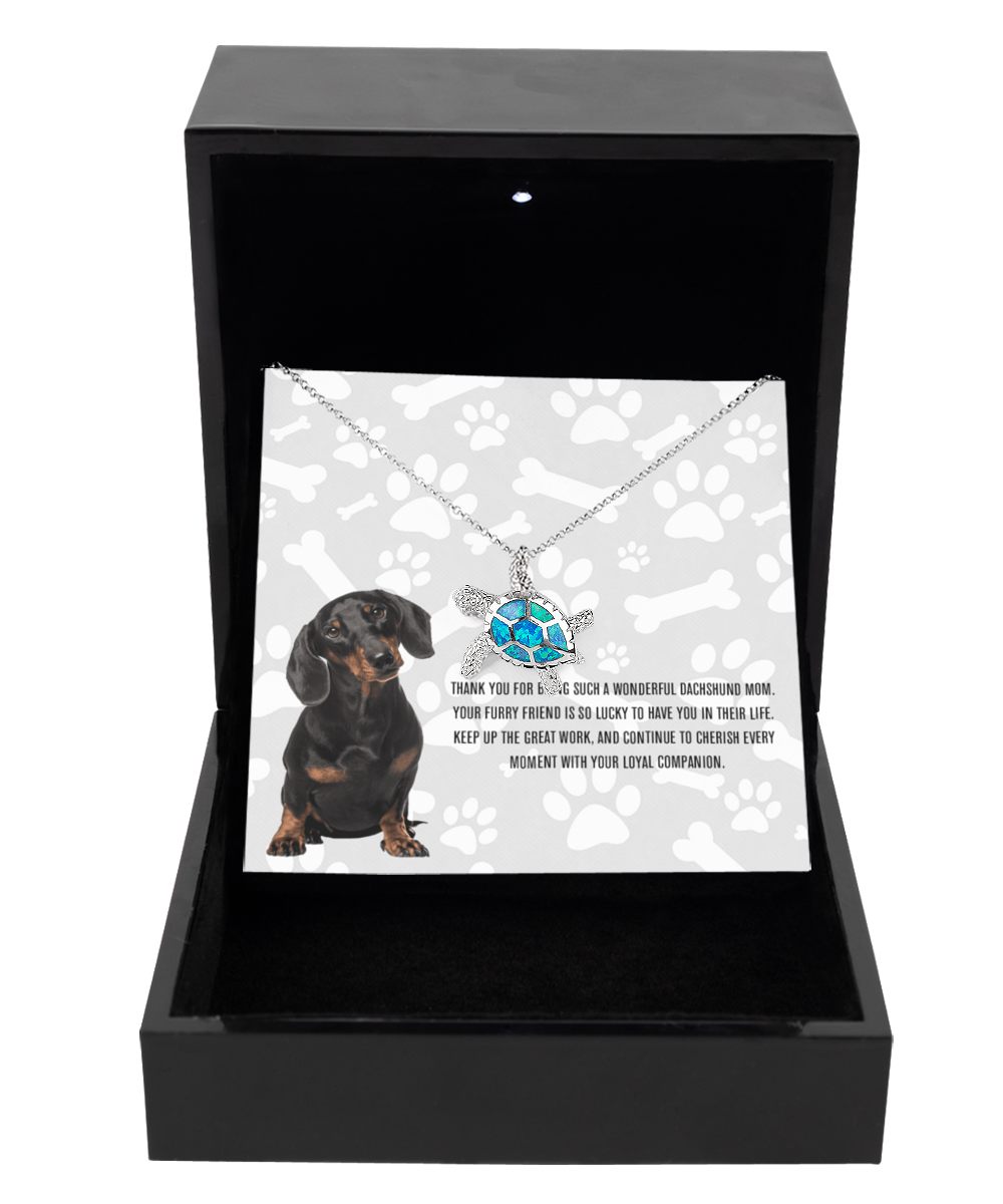 Dachshund Mom Opal Turtle Necklace - Dog Mom Gifts For Women Birthday Christmas Mother's Day Gift Necklace For Dachshund Dog Lover