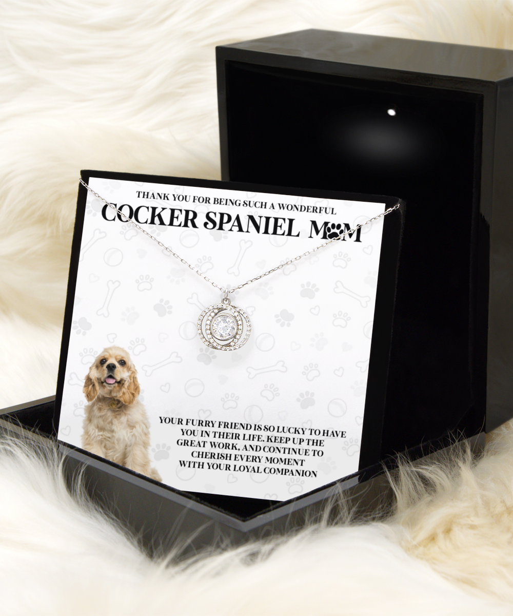 Cocker Spaniel Mom Double Crystal Circle Necklace - Dog Mom Gifts Necklace For Women Birthday Christmas Mother's Day Gift For Cocker Spaniel Dog Lover