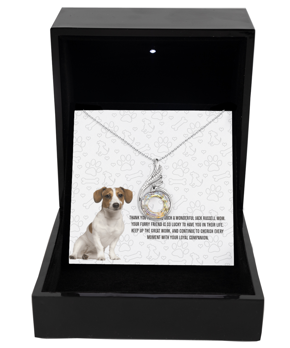 Jack Russell Mom Rising Phoenix Necklace - Dog Mom Gifts For Women Birthday Christmas Mother's Day Gift Necklace For Jack Russell Dog Lover