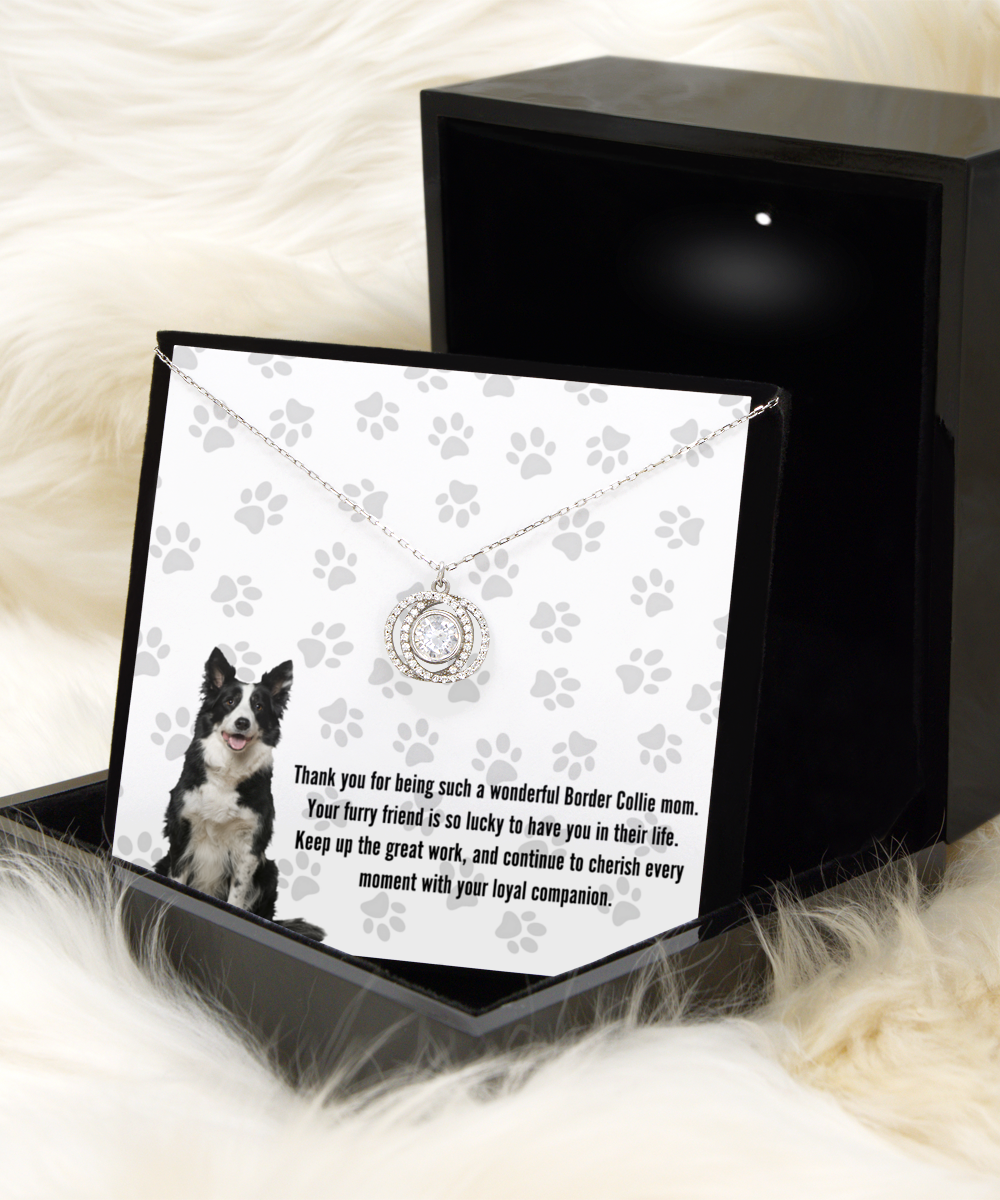 Border Collie Mom Double Crystal Circle Necklace - Dog Mom Jewelry Gifts Necklace For Women Birthday Christmas Mother's Day Gift For Border Collie Dog Lover