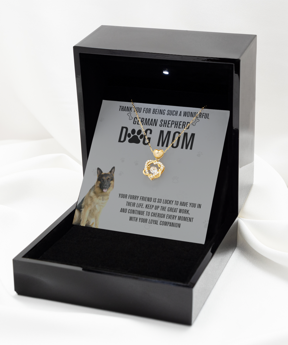 German Shepherd Dog Mom Heart Knot Gold Necklace - A Birthday Christmas Mothers Day Necklace Gift For Women Dog Lover Gift For German Shepherd Dog Mom
