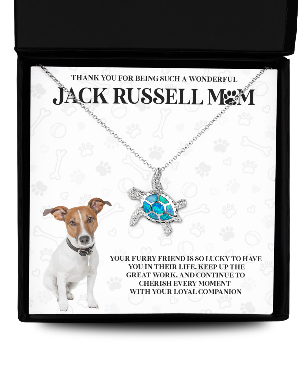 Jack Russell Mom Opal Turtle Necklace - Dog Mom Gifts For Women Birthday Christmas Mother's Day Gift Necklace For Jack Russell Dog Lover