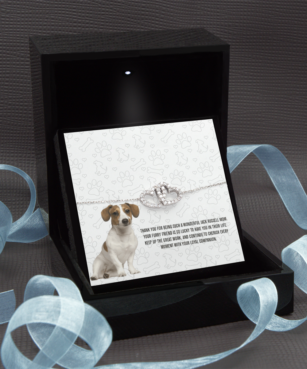 Jack Russell Mom Interlocking Heart Bracelet - Dog Mom Jewelry Gifts For Women Birthday Christmas Mother's Day Gift For Jack Russell Dog Lover