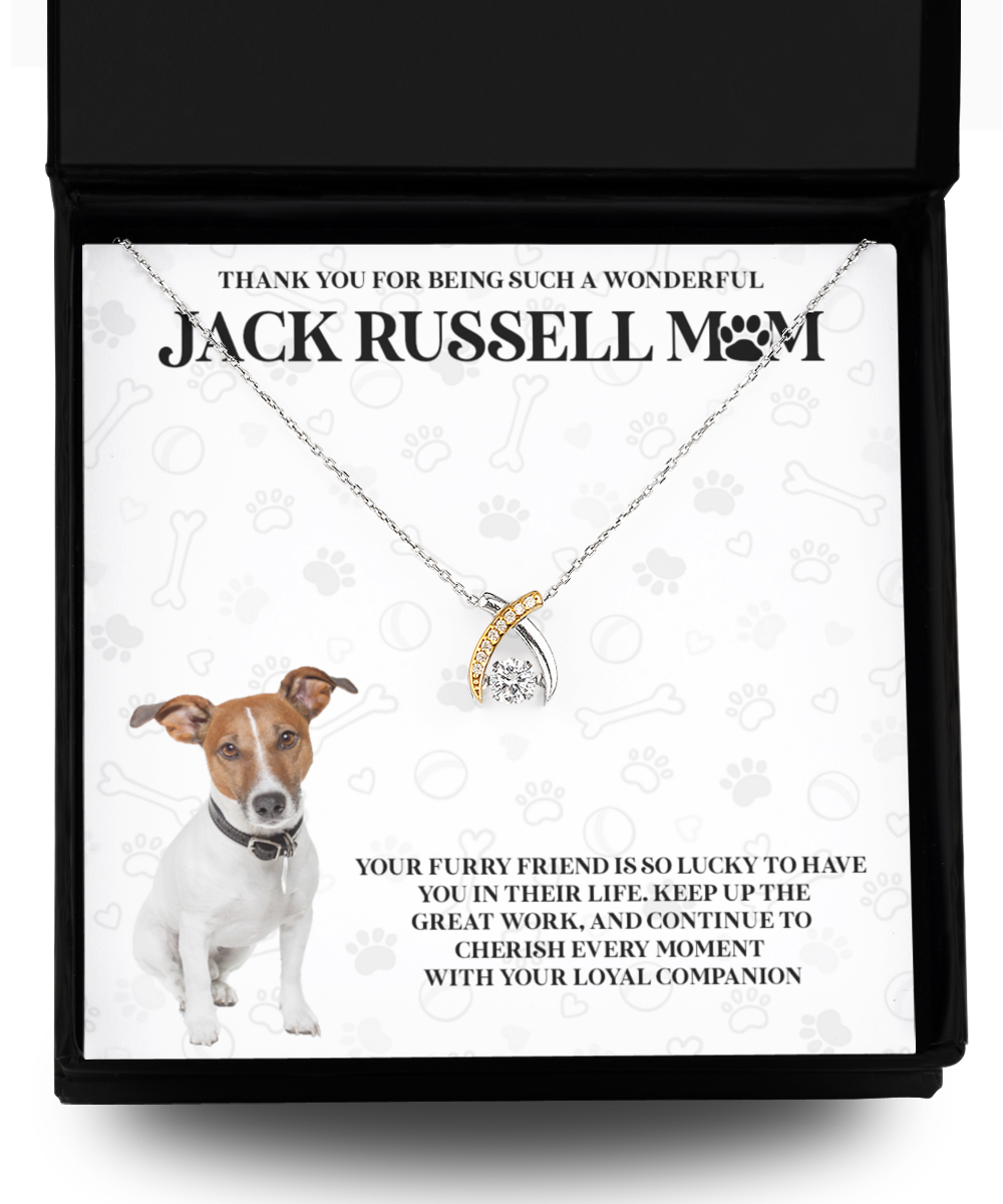 Jack Russell Mom Wishbone Dancing Necklace - Dog Mom Gifts For Women Birthday Christmas Mother's Day Gift Necklace For Jack Russell Dog Lover