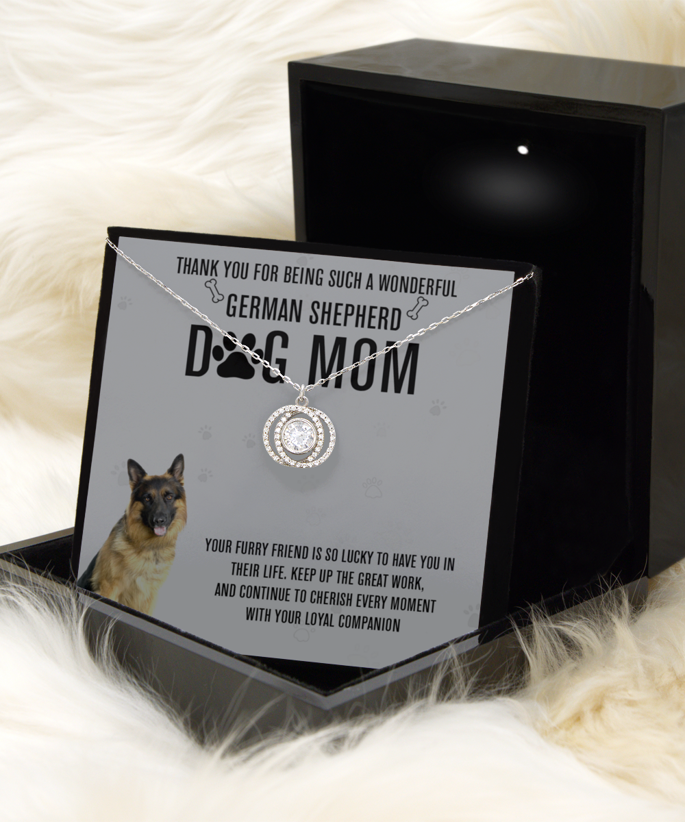 German Shepherd Dog Mom Double Crystal Circle Necklace - A Birthday Christmas Mothers Day Necklace Gift For Women German Shepherd Dog Lover