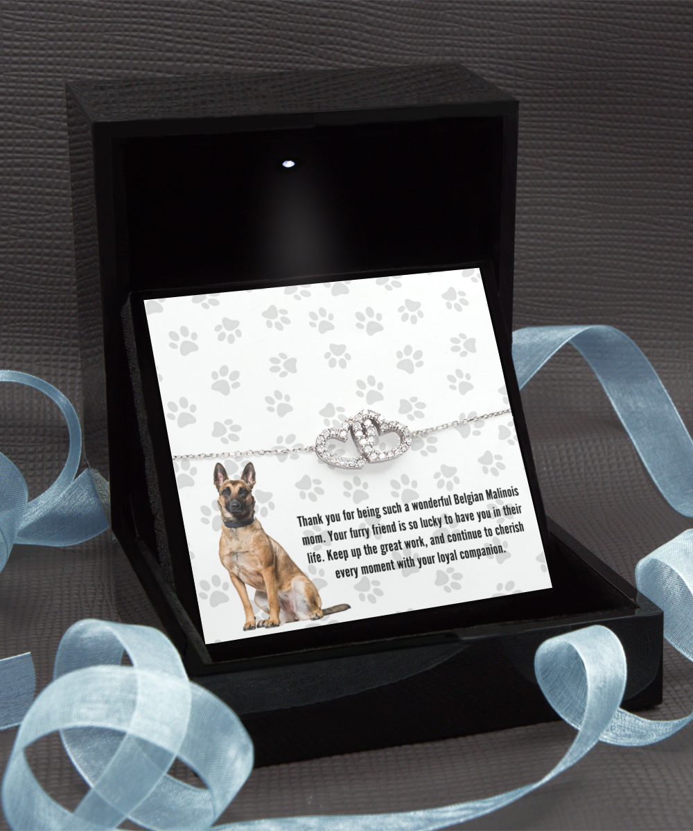 Belgian Malinois Mom Interlocking Heart Bracelet - Dog Mom Jewelry Gifts For Women Birthday Christmas Mother's Day Gift For Belgian Malinois Dog Lover