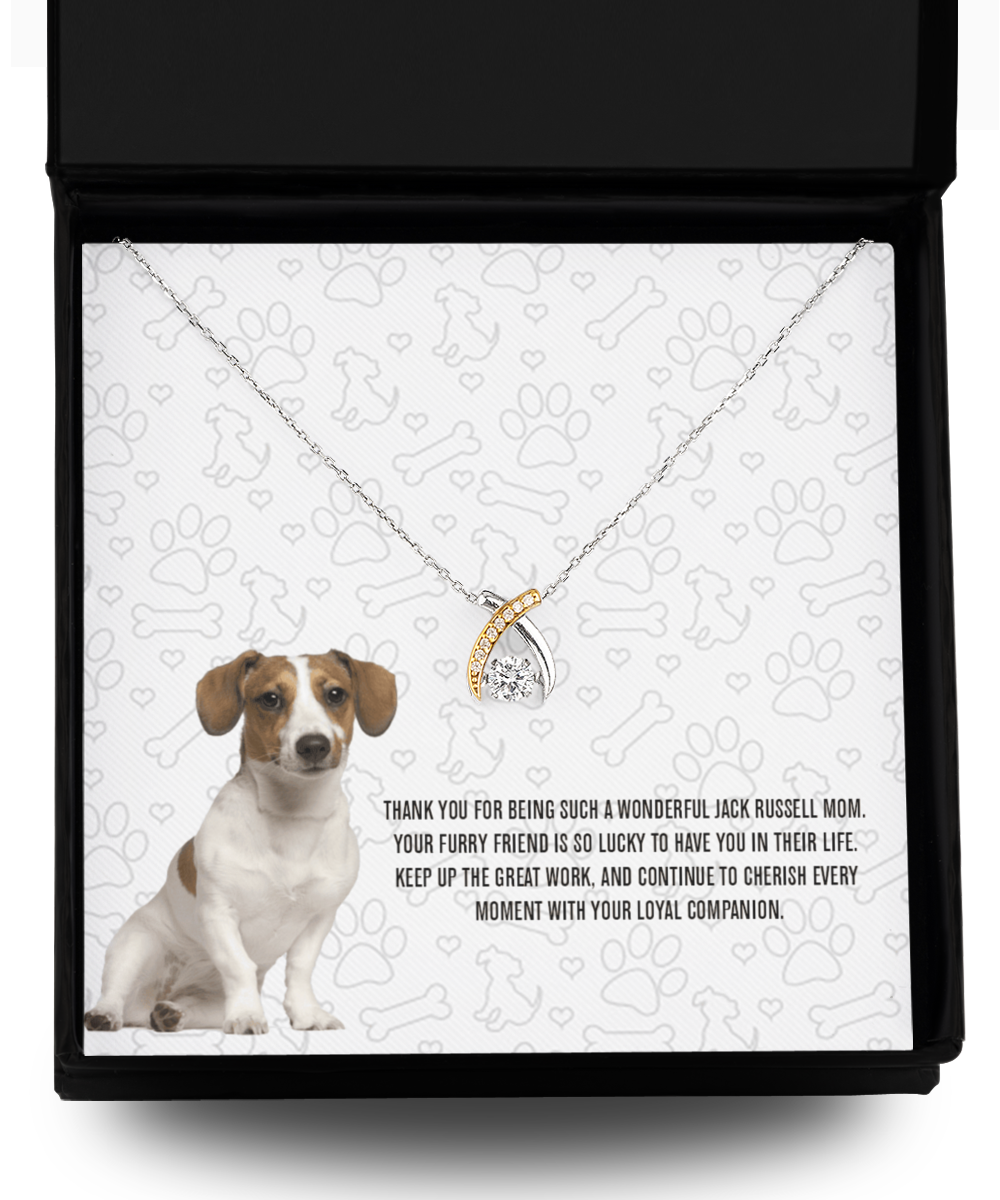Jack Russell Mom Wishbone Dancing Necklace - Dog Mom Gifts For Women Birthday Christmas Mother's Day Gift Necklace For Jack Russell Dog Lover