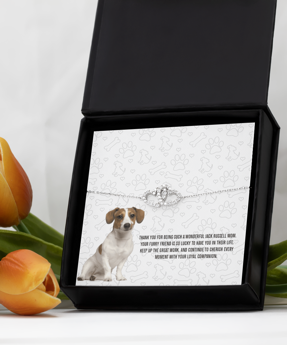 Jack Russell Mom Interlocking Heart Bracelet - Dog Mom Jewelry Gifts For Women Birthday Christmas Mother's Day Gift For Jack Russell Dog Lover