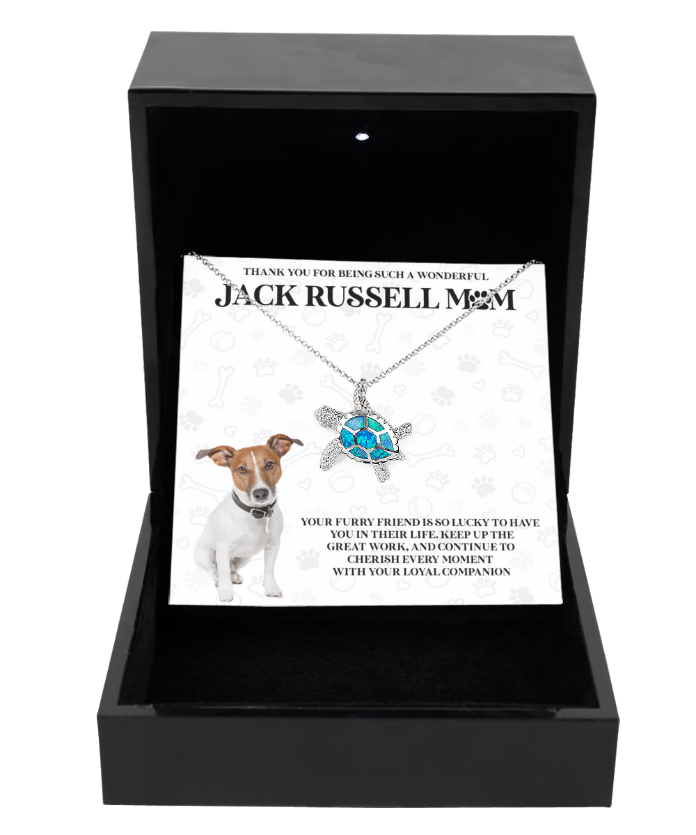 Jack Russell Mom Opal Turtle Necklace - Dog Mom Gifts For Women Birthday Christmas Mother's Day Gift Necklace For Jack Russell Dog Lover