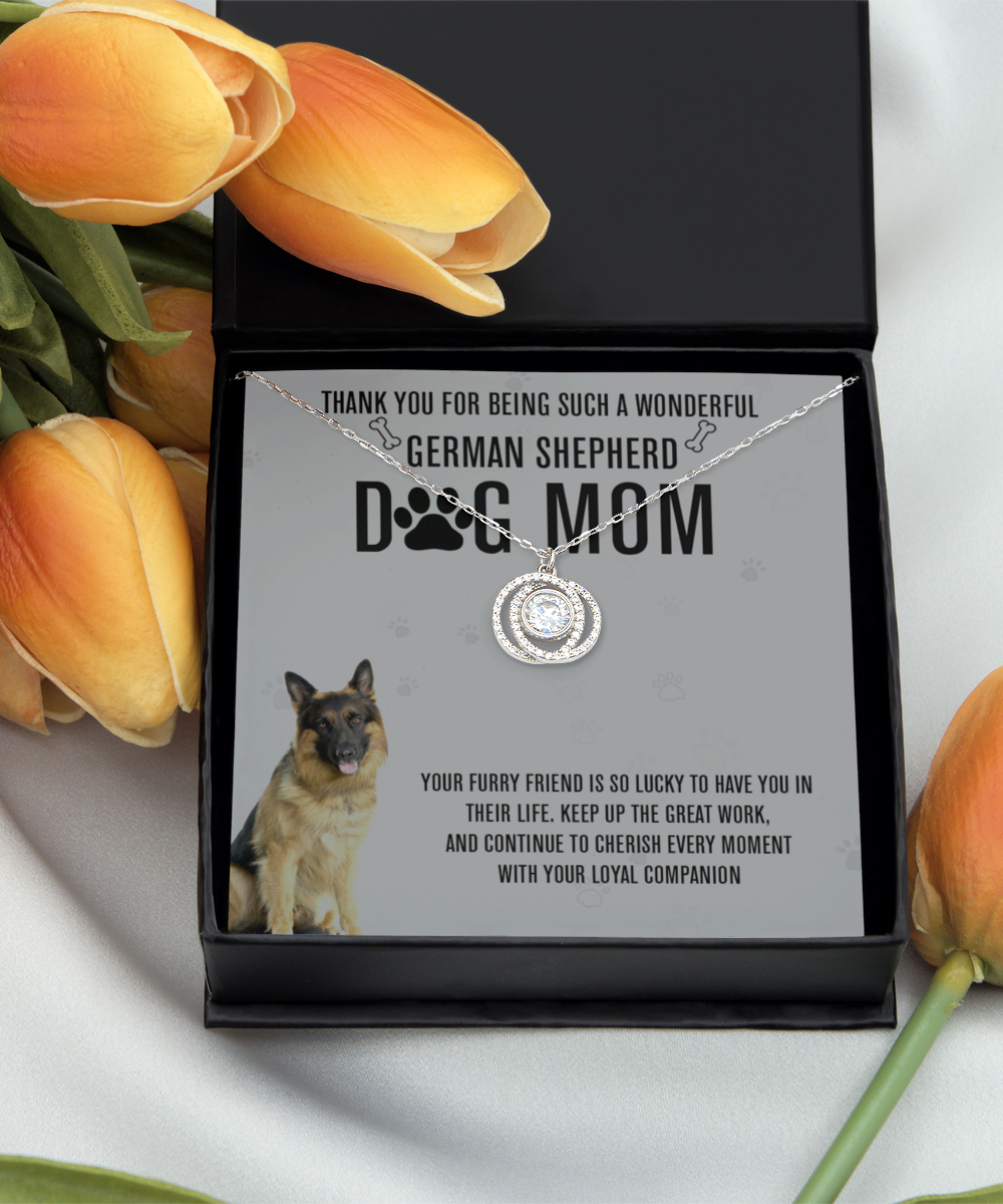 German Shepherd Dog Mom Double Crystal Circle Necklace - A Birthday Christmas Mothers Day Necklace Gift For Women German Shepherd Dog Lover