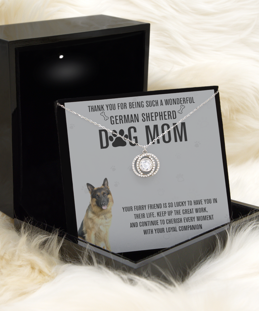 German Shepherd Dog Mom Double Crystal Circle Necklace - A Birthday Christmas Mothers Day Necklace Gift For Women German Shepherd Dog Lover