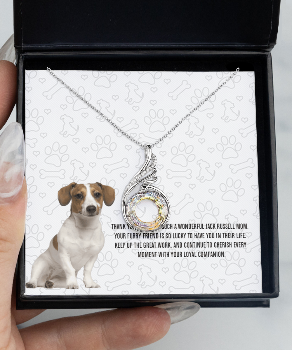 Jack Russell Mom Rising Phoenix Necklace - Dog Mom Gifts For Women Birthday Christmas Mother's Day Gift Necklace For Jack Russell Dog Lover