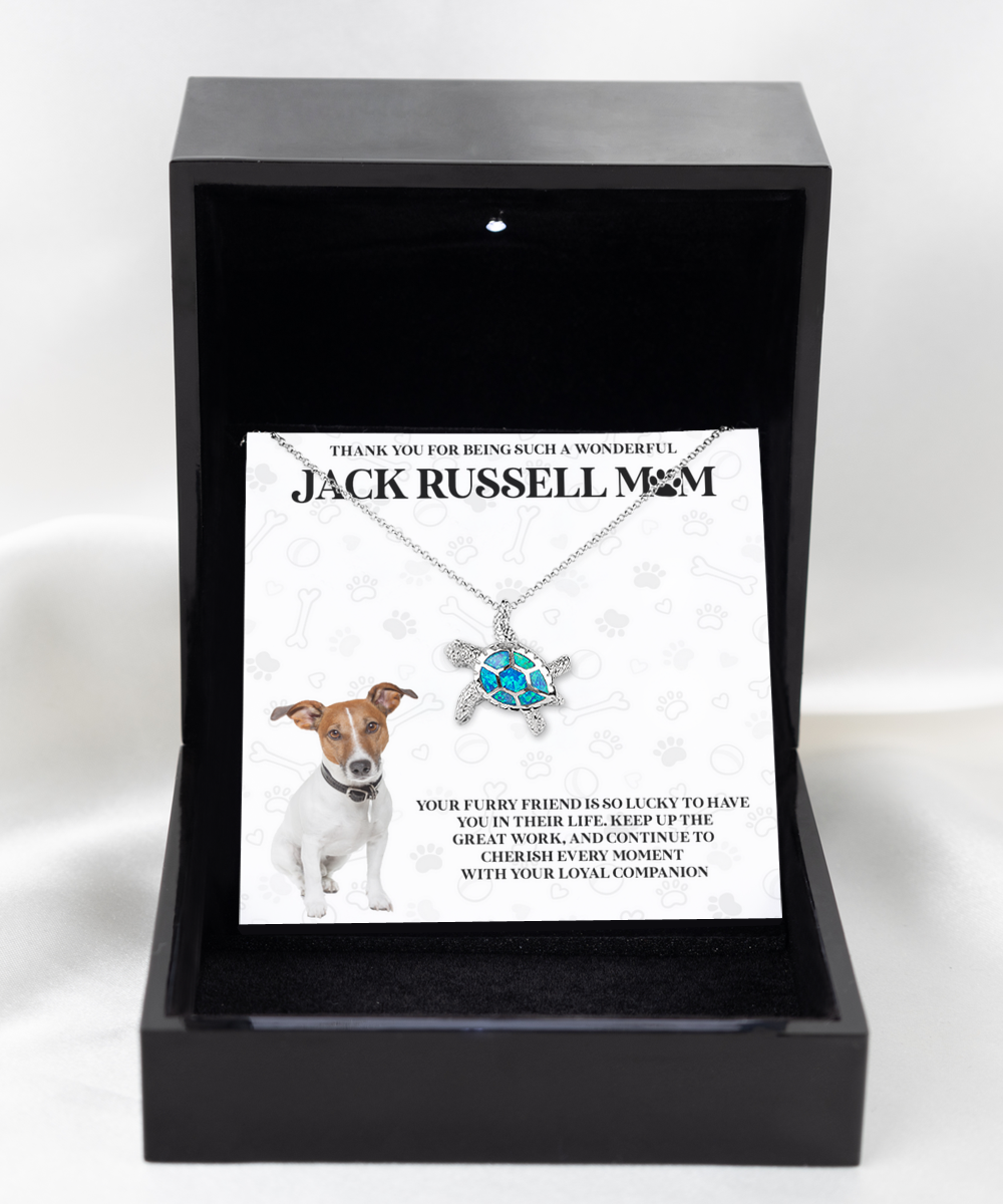 Jack Russell Mom Opal Turtle Necklace - Dog Mom Gifts For Women Birthday Christmas Mother's Day Gift Necklace For Jack Russell Dog Lover