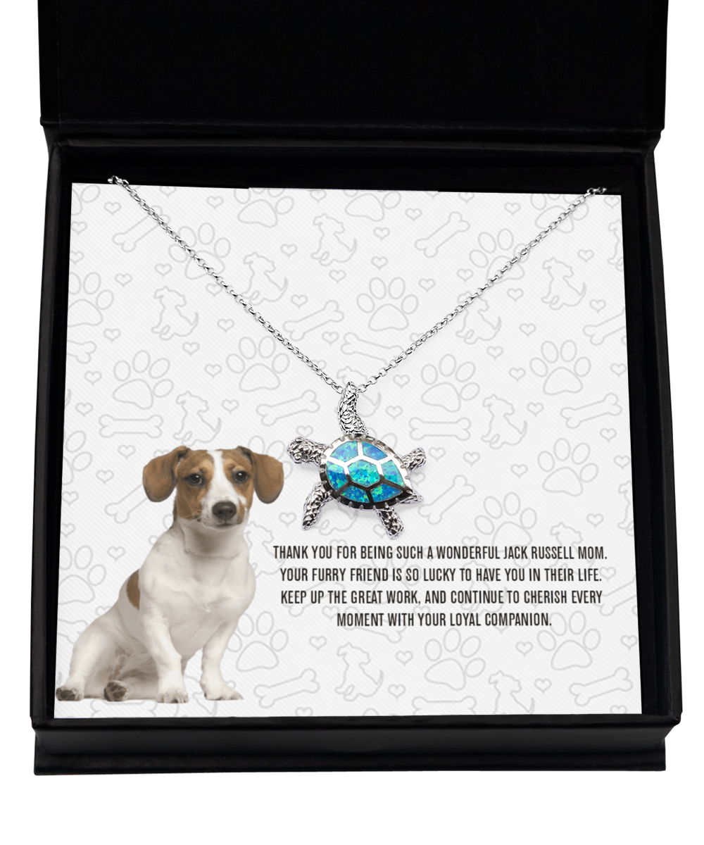 Jack Russell Mom Opal Turtle Necklace - Dog Mom Gifts For Women Birthday Christmas Mother's Day Gift Necklace For Jack Russell Dog Lover