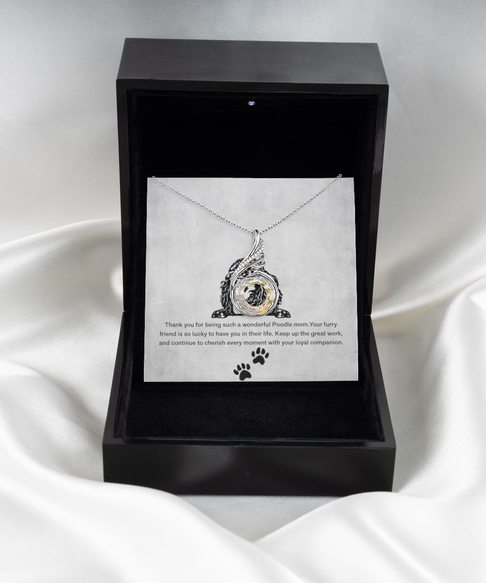 Poodle Mom Rising Phoenix Necklace - Dog Mom Gifts For Women Birthday Christmas Mother's Day Gift Necklace For Poodle Dog Lover