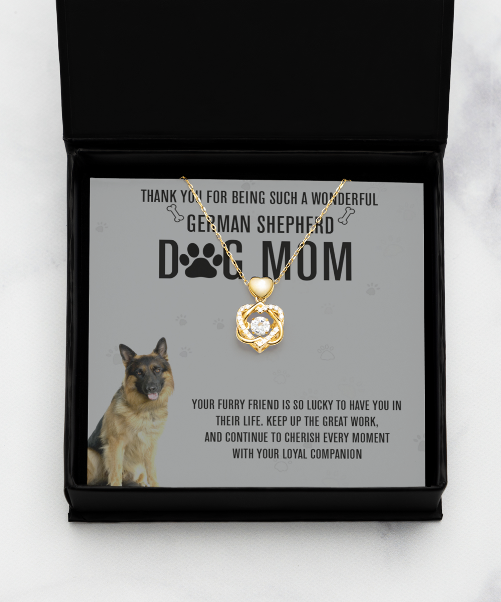German Shepherd Dog Mom Heart Knot Gold Necklace - A Birthday Christmas Mothers Day Necklace Gift For Women Dog Lover Gift For German Shepherd Dog Mom