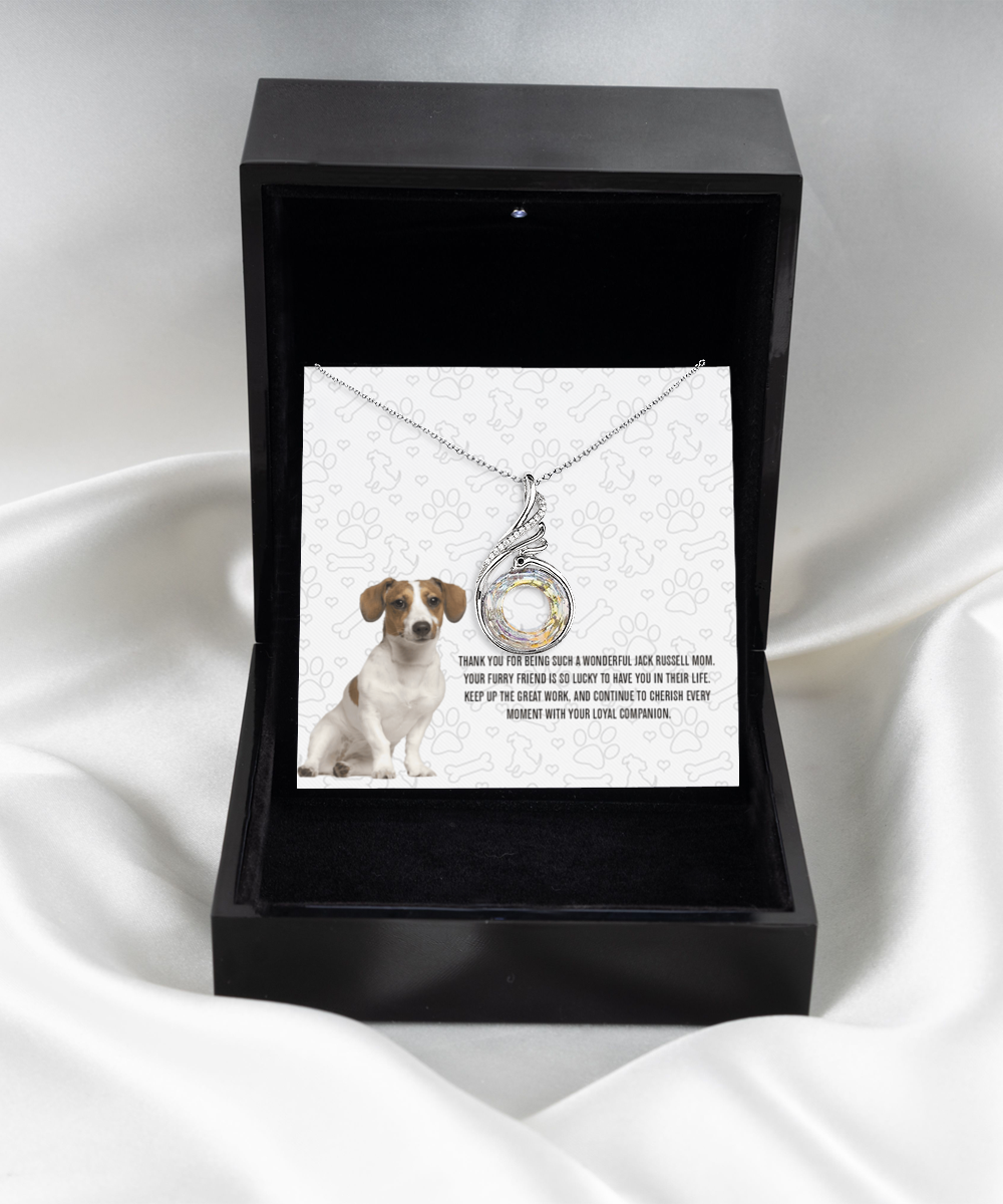 Jack Russell Mom Rising Phoenix Necklace - Dog Mom Gifts For Women Birthday Christmas Mother's Day Gift Necklace For Jack Russell Dog Lover