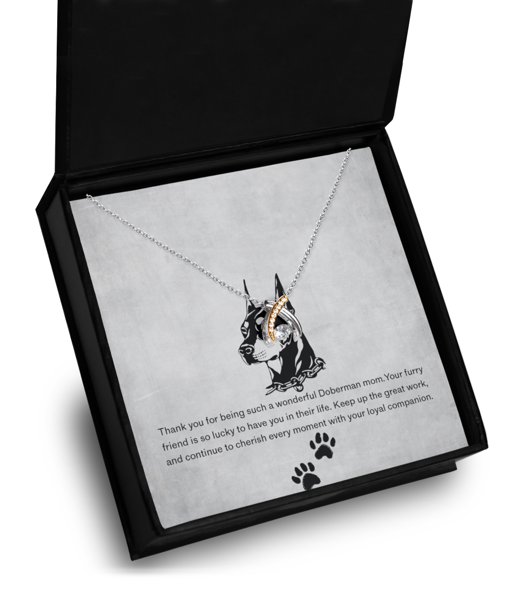 Doberman Mom Wishbone Dancing Necklace - Dog Mom Gifts For Women Birthday Christmas Mother's Day Gift Necklace For Doberman Dog Lover