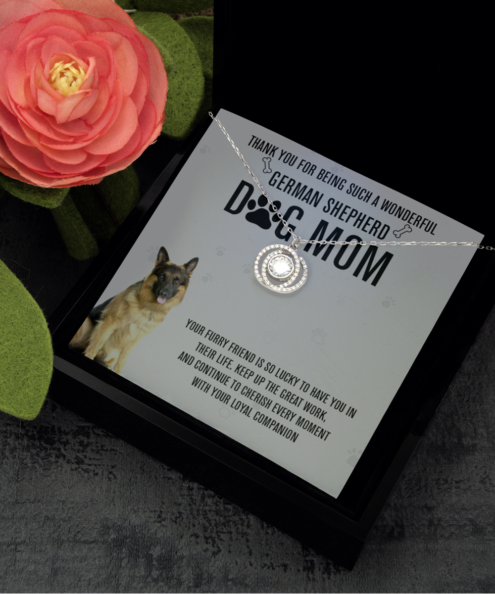 German Shepherd Dog Mom Double Crystal Circle Necklace - A Birthday Christmas Mothers Day Necklace Gift For Women German Shepherd Dog Lover