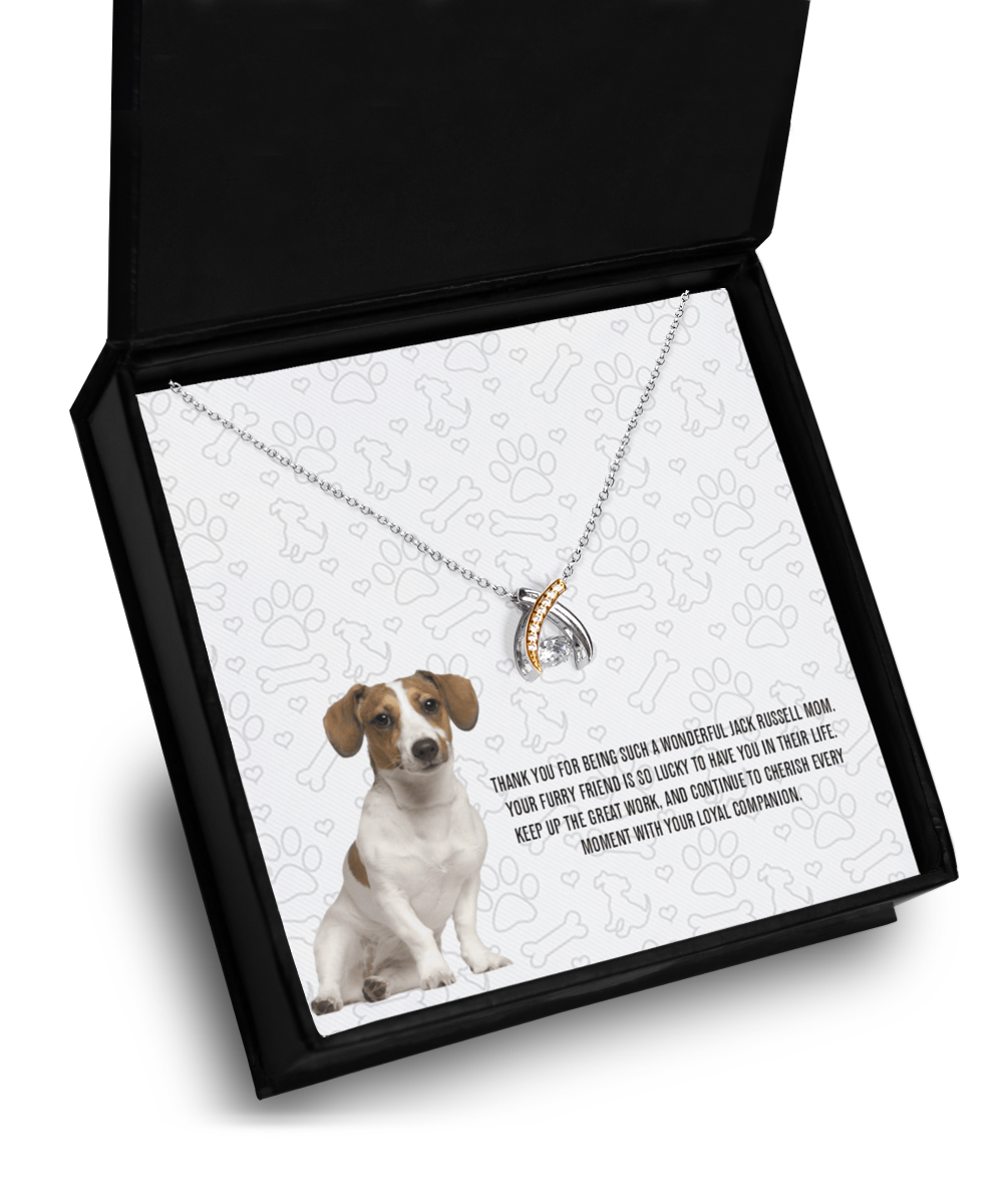 Jack Russell Mom Wishbone Dancing Necklace - Dog Mom Gifts For Women Birthday Christmas Mother's Day Gift Necklace For Jack Russell Dog Lover