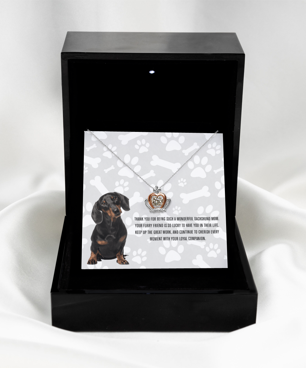 Dachshund Mom Crown Pendant Necklace - Dog Mom Gifts For Women Birthday Christmas Mother's Day Gift Necklace For Dachshund Dog Lover