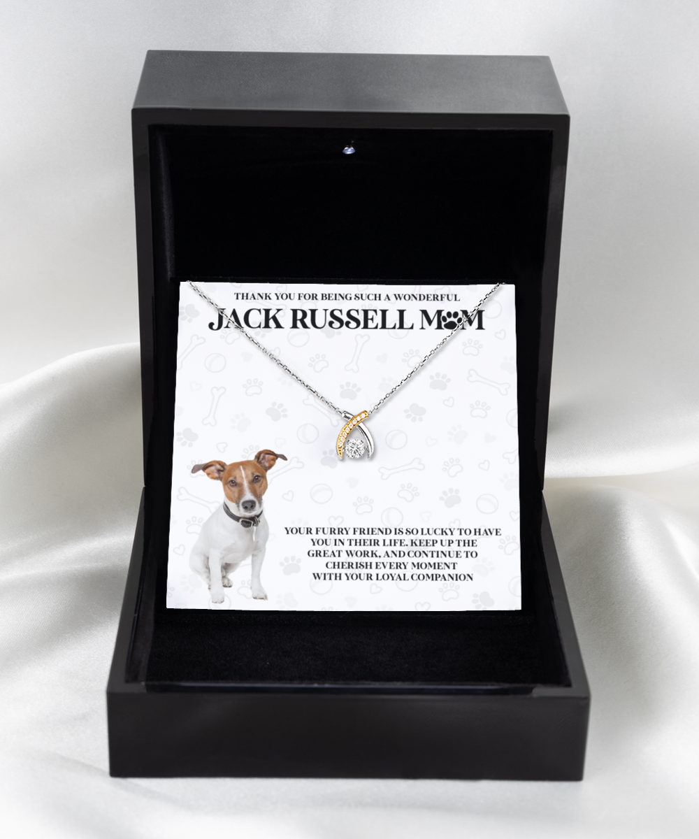 Jack Russell Mom Wishbone Dancing Necklace - Dog Mom Gifts For Women Birthday Christmas Mother's Day Gift Necklace For Jack Russell Dog Lover