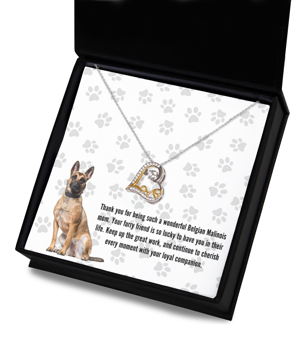 Belgian Malinois Mom Love Dancing Necklace - Dog Mom Gifts For Women Birthday Christmas Mother's Day Gift Necklace For Belgian Malinois Dog Lover