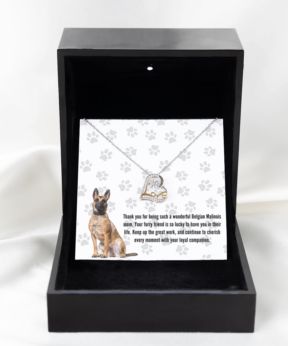 Belgian Malinois Mom Love Dancing Necklace - Dog Mom Gifts For Women Birthday Christmas Mother's Day Gift Necklace For Belgian Malinois Dog Lover