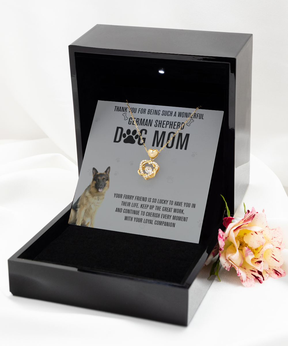German Shepherd Dog Mom Heart Knot Gold Necklace - A Birthday Christmas Mothers Day Necklace Gift For Women Dog Lover Gift For German Shepherd Dog Mom