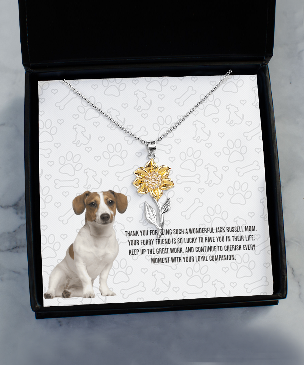 Jack Russell Mom Sunflower Pendant Necklace - Dog Mom Gifts For Women Birthday Christmas Mother's Day Gift Necklace For Jack Russell Dog Lover