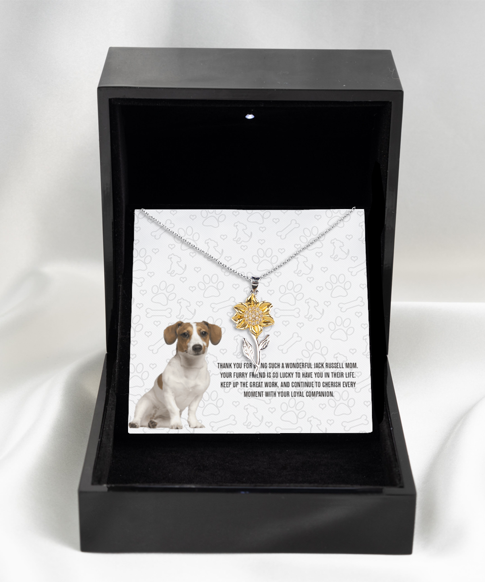 Jack Russell Mom Sunflower Pendant Necklace - Dog Mom Gifts For Women Birthday Christmas Mother's Day Gift Necklace For Jack Russell Dog Lover