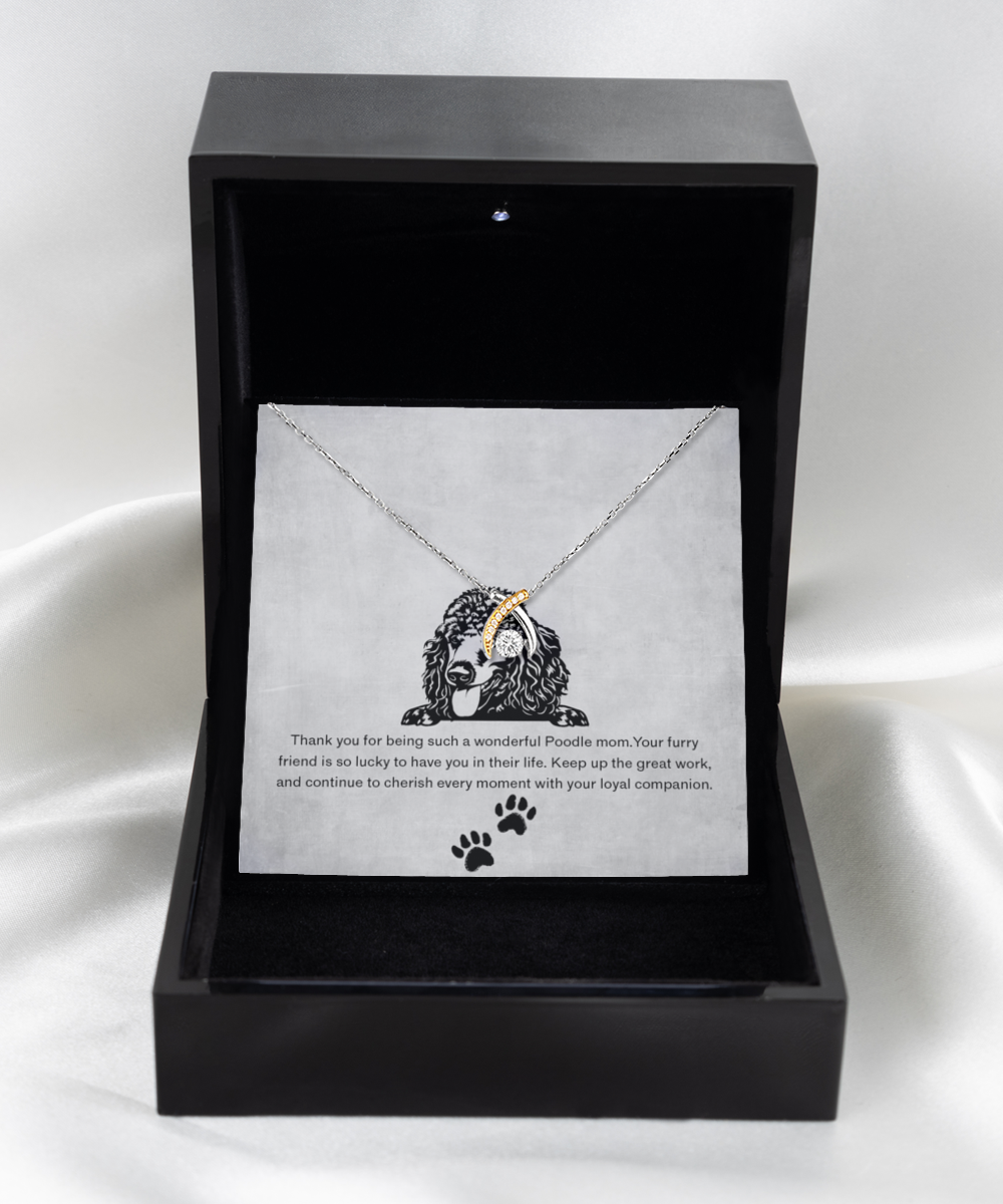 Poodle Mom Wishbone Dancing Necklace - Dog Mom Gifts For Women Birthday Christmas Mother's Day Gift Necklace For Poodle Dog Lover