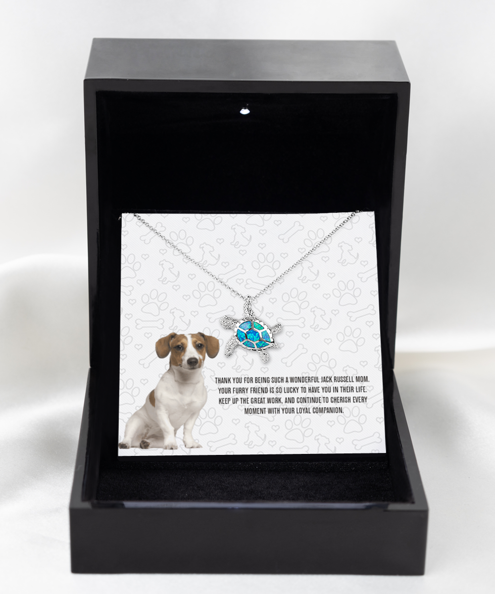 Jack Russell Mom Opal Turtle Necklace - Dog Mom Gifts For Women Birthday Christmas Mother's Day Gift Necklace For Jack Russell Dog Lover