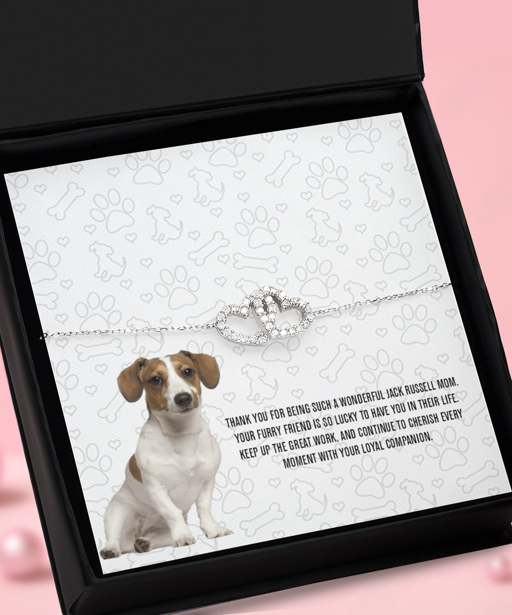 Jack Russell Mom Interlocking Heart Bracelet - Dog Mom Jewelry Gifts For Women Birthday Christmas Mother's Day Gift For Jack Russell Dog Lover