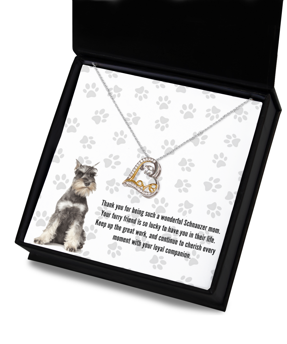 Schnauzer Mom Love Dancing Necklace - Dog Mom Gifts For Women Birthday Christmas Mother's Day Gift Necklace For Schnauzer Dog Lover