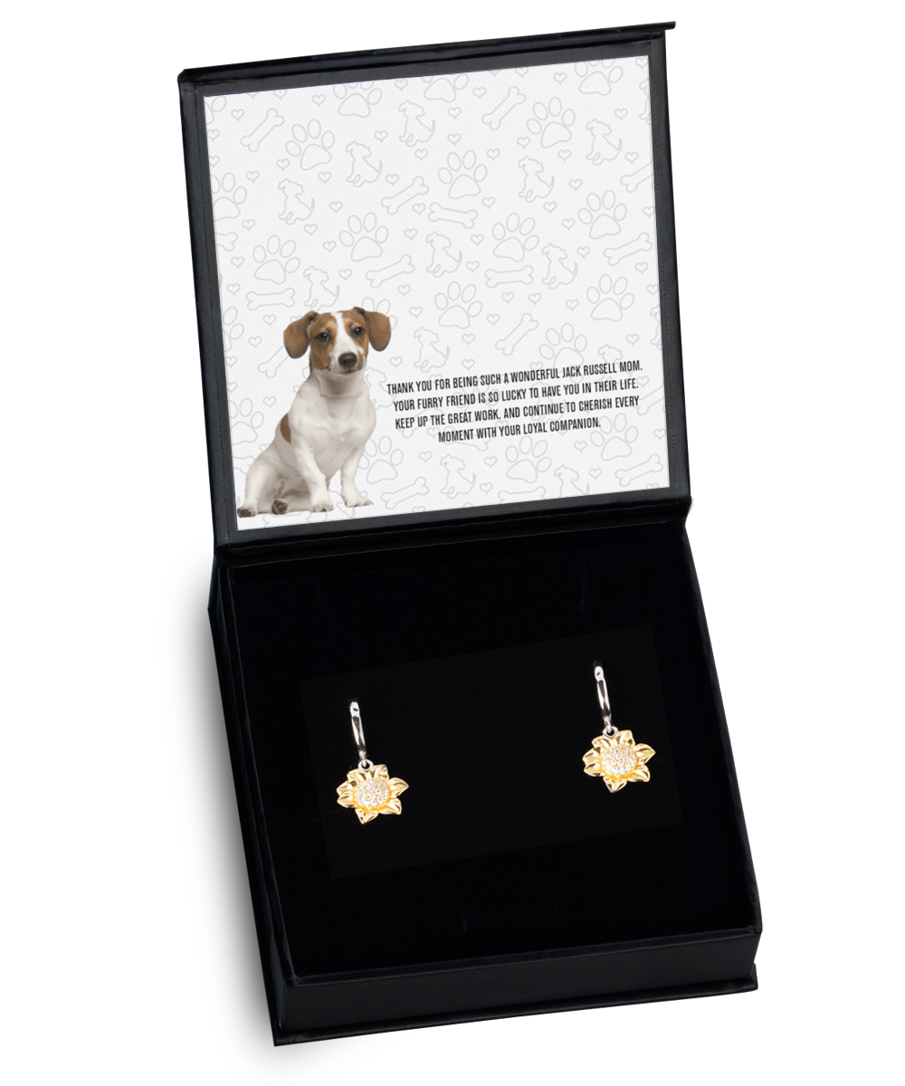 Jack Russell Mom Sunflower Earrings - Dog Mom Gifts For Women Birthday Christmas Mother's Day Jewelry Gift For Jack Russell Dog Lover