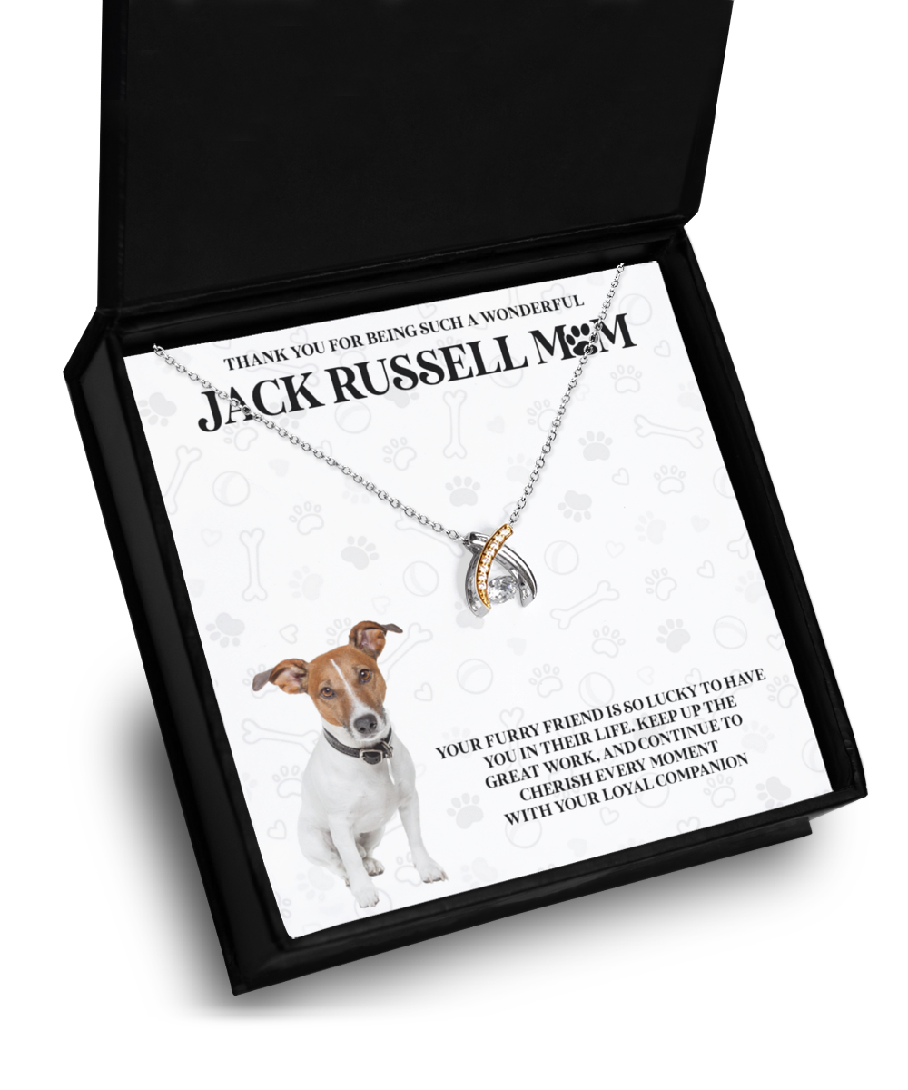 Jack Russell Mom Wishbone Dancing Necklace - Dog Mom Gifts For Women Birthday Christmas Mother's Day Gift Necklace For Jack Russell Dog Lover