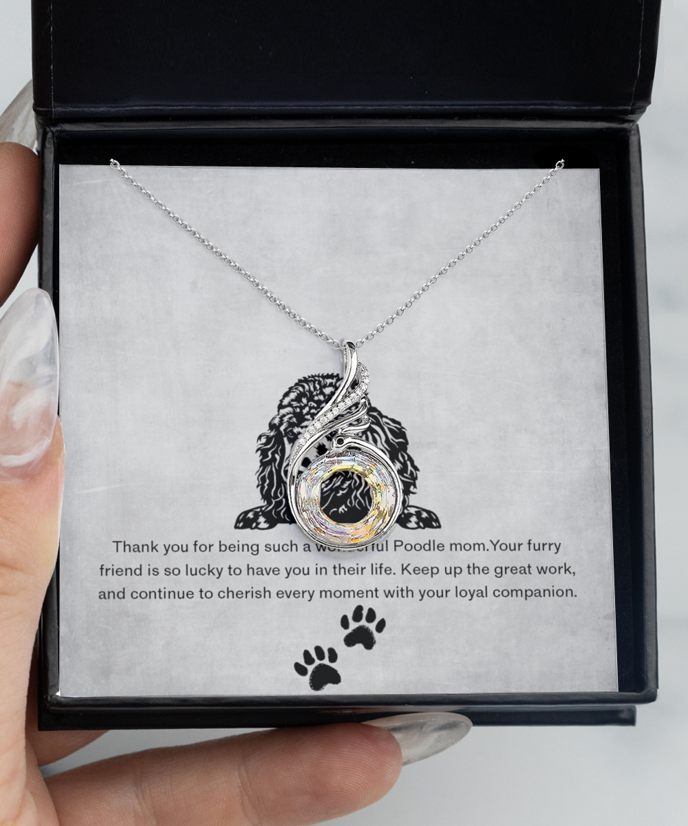 Poodle Mom Rising Phoenix Necklace - Dog Mom Gifts For Women Birthday Christmas Mother's Day Gift Necklace For Poodle Dog Lover