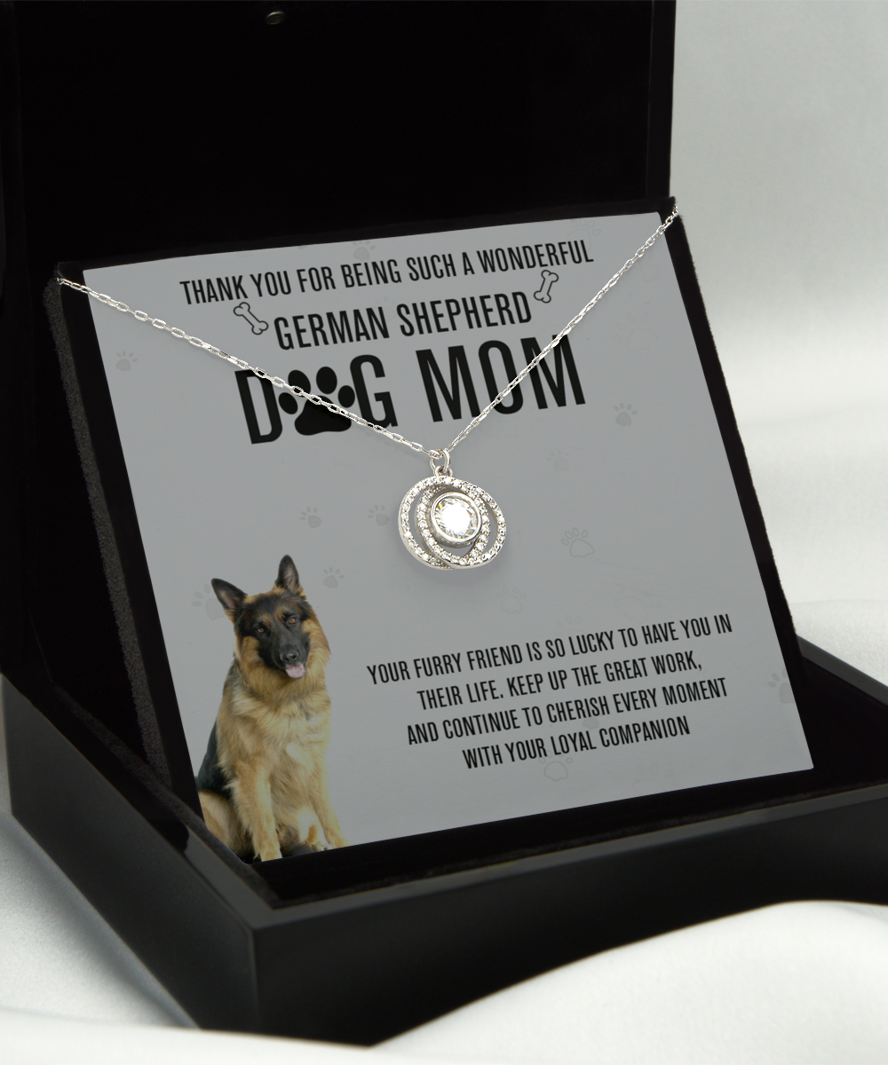 German Shepherd Dog Mom Double Crystal Circle Necklace - A Birthday Christmas Mothers Day Necklace Gift For Women German Shepherd Dog Lover