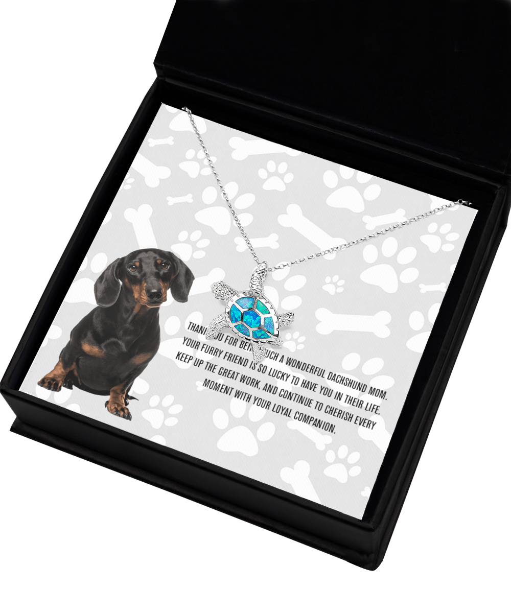 Dachshund Mom Opal Turtle Necklace - Dog Mom Gifts For Women Birthday Christmas Mother's Day Gift Necklace For Dachshund Dog Lover