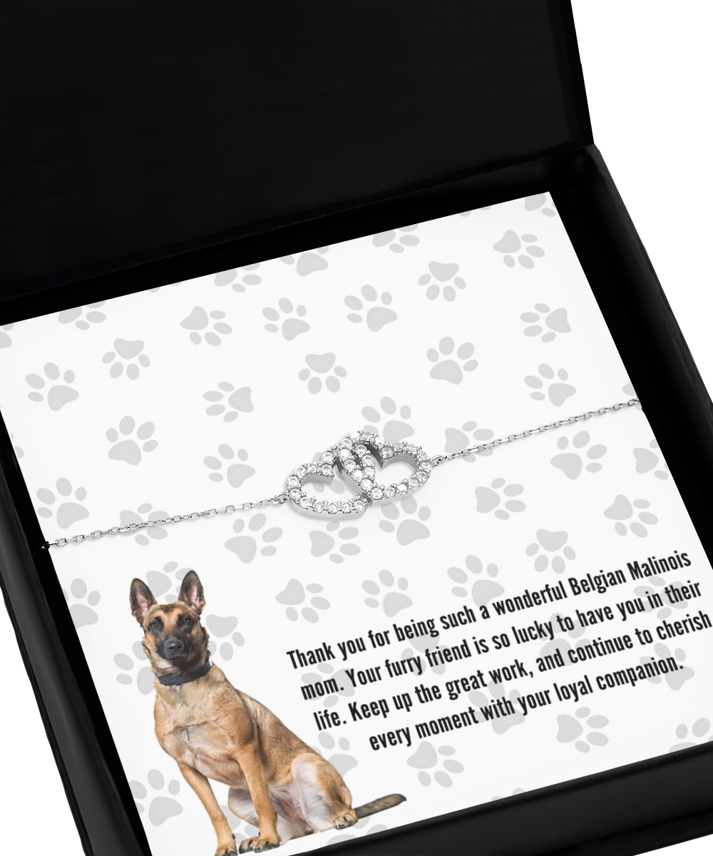 Belgian Malinois Mom Interlocking Heart Bracelet - Dog Mom Jewelry Gifts For Women Birthday Christmas Mother's Day Gift For Belgian Malinois Dog Lover
