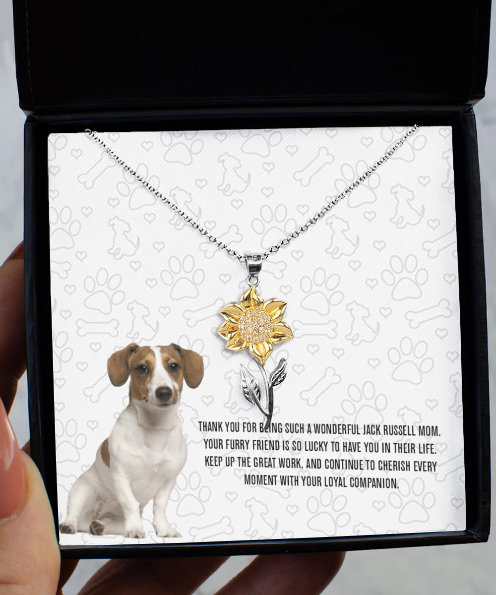 Jack Russell Mom Sunflower Pendant Necklace - Dog Mom Gifts For Women Birthday Christmas Mother's Day Gift Necklace For Jack Russell Dog Lover
