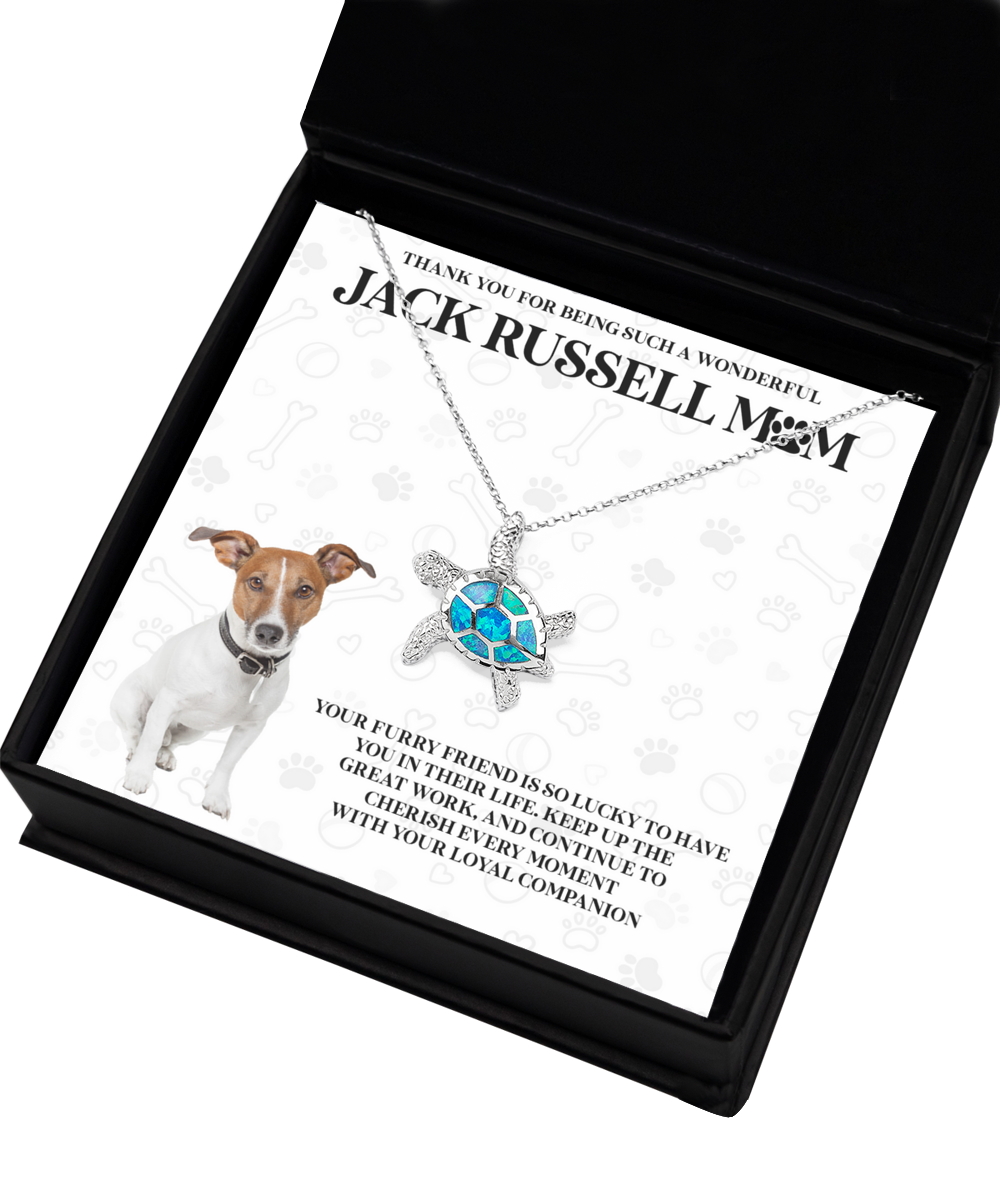 Jack Russell Mom Opal Turtle Necklace - Dog Mom Gifts For Women Birthday Christmas Mother's Day Gift Necklace For Jack Russell Dog Lover