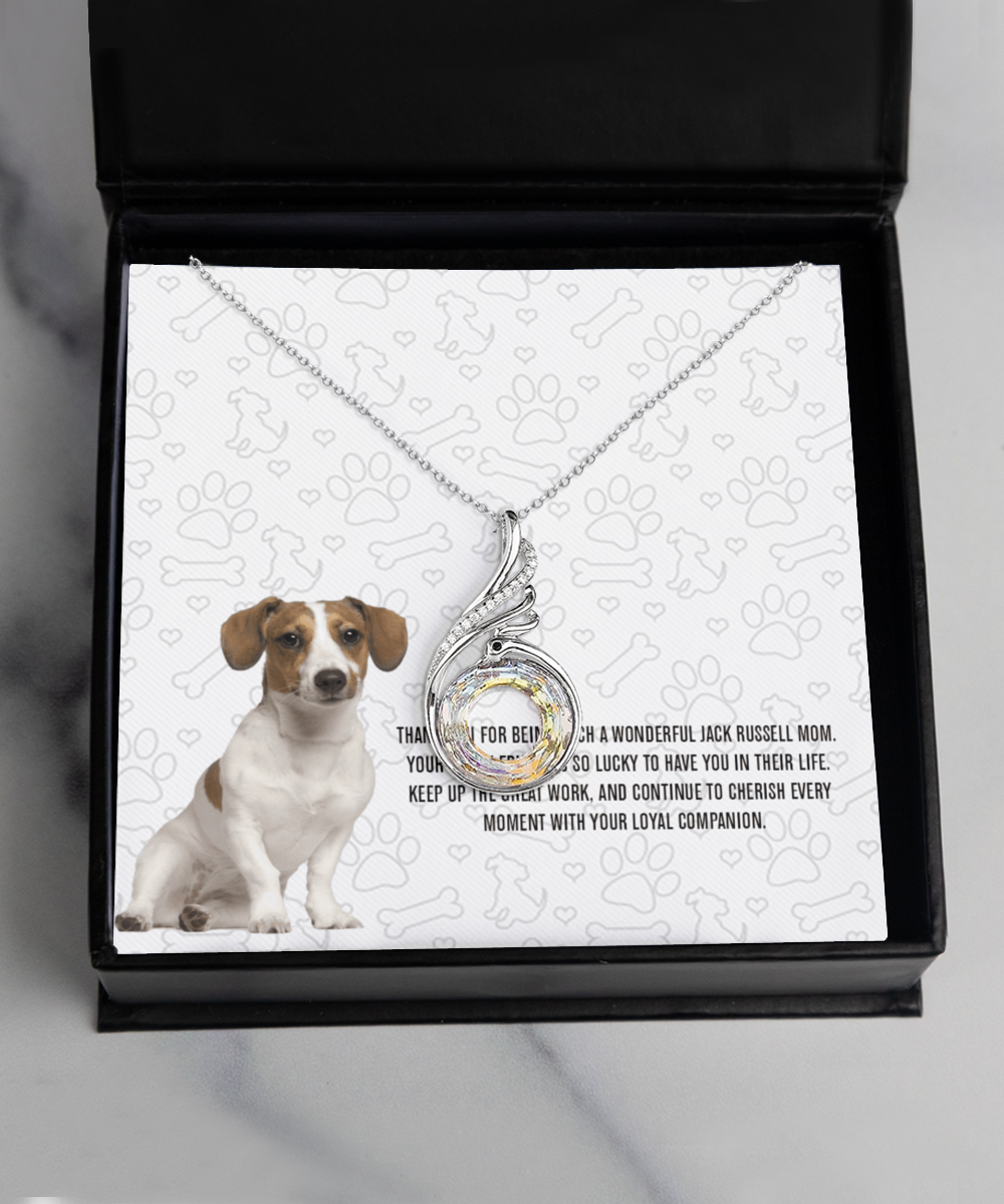 Jack Russell Mom Rising Phoenix Necklace - Dog Mom Gifts For Women Birthday Christmas Mother's Day Gift Necklace For Jack Russell Dog Lover