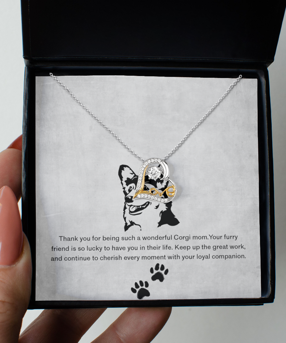 Corgi Mom Love Dancing Necklace - Dog Mom Gifts For Women Birthday Christmas Mother's Day Gift Necklace For Corgi Dog Lover
