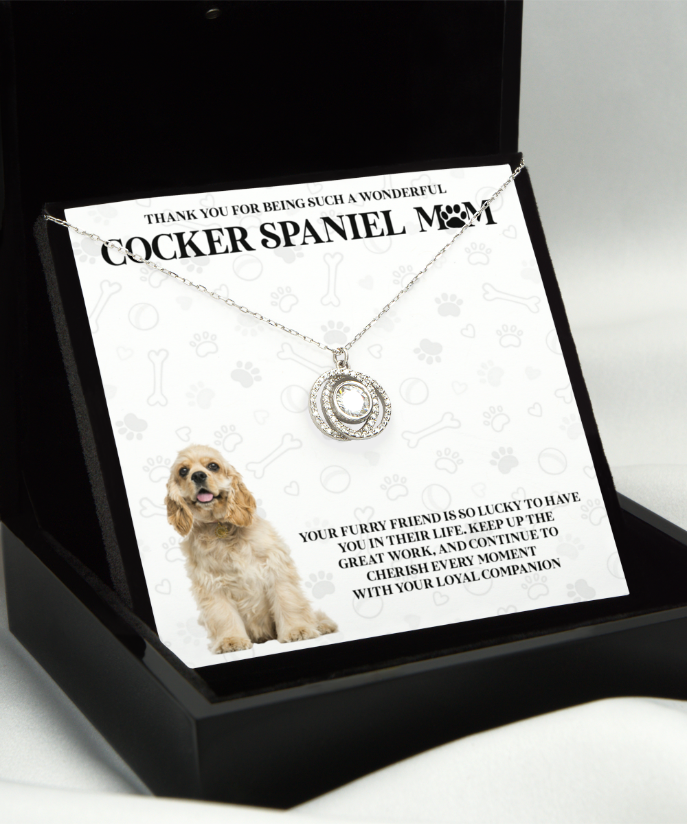 Cocker Spaniel Mom Double Crystal Circle Necklace - Dog Mom Gifts Necklace For Women Birthday Christmas Mother's Day Gift For Cocker Spaniel Dog Lover